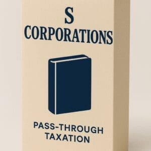 A book titled 'S Corporations Pass-Through Taxation'.